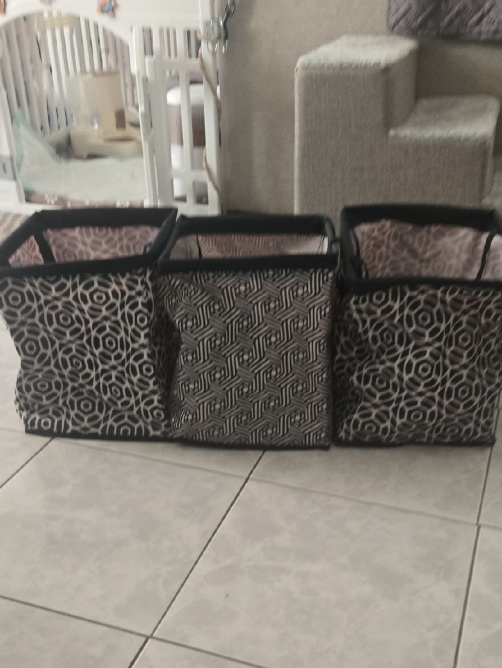 Bundle Of 3 DSW Storage Bins - Black and White Patterned Organizers